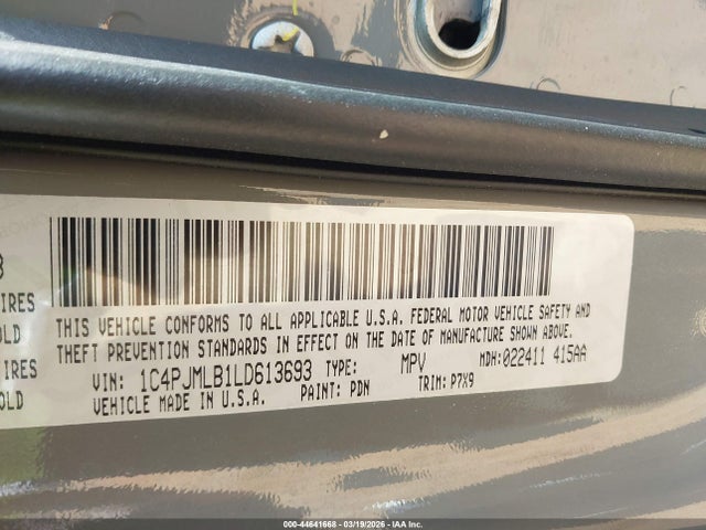 Aukcja sprzedaży 2020 Jeep Cherokee Latitude Plus 4x4, vin: 1C4PJMLB1LD613693, numer aukcji: 44641668