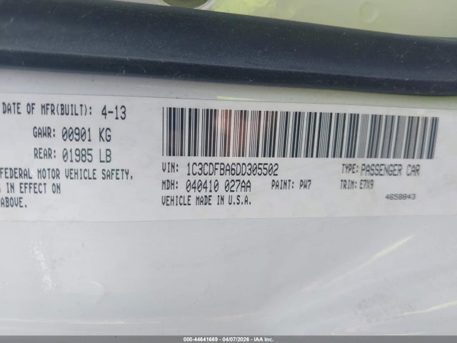 Продажа на аукционе авто 2013 Dodge Dart Sxt, vin: 1C3CDFBA6DD305502, номер лота: 44641669
