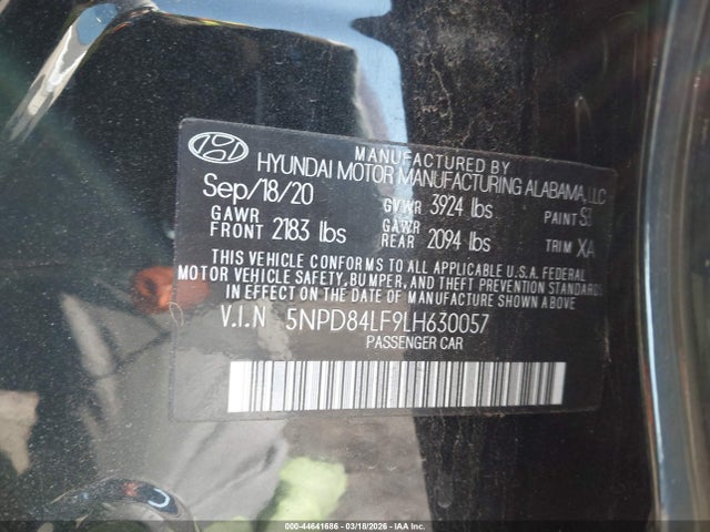 5NPD84LF9LH630057 Hyundai Elantra Limited