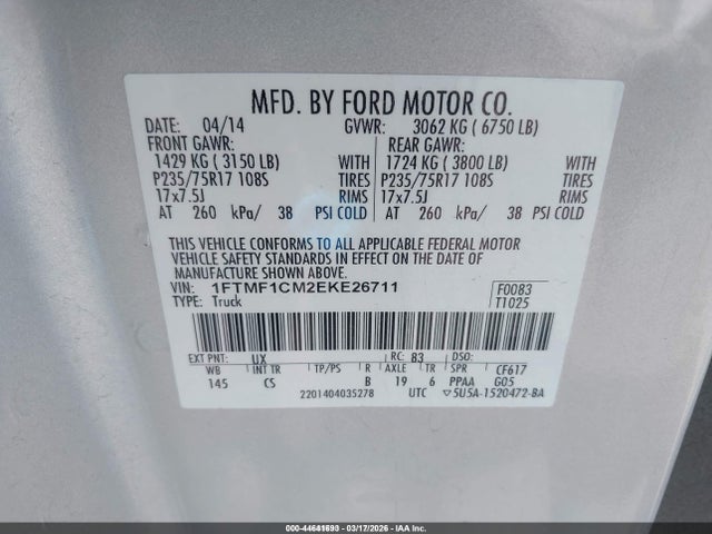 Ford F-150 Xl 2014 1FTMF1CM2EKE26711 Image 9