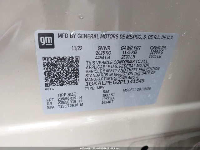 Aukcja sprzedaży 2023 Gmc Terrain Fwd Slt, vin: 3GKALPEG2PL141549, numer aukcji: 44641725