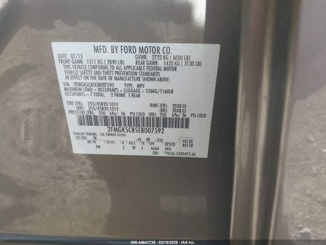 Ford FLEX SEL 2014 2FMGK5C85EBD07592 Image 9