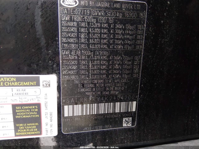 2019 LAND ROVER DISCOVERY SALRR2RV4K2404202 Photo 8