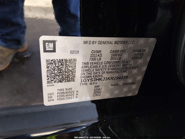 Aukcja sprzedaży 2019 Cadillac Escalade Esv Luxury, vin: 1GYS3HKJ1KR294229, numer aukcji: 44641773