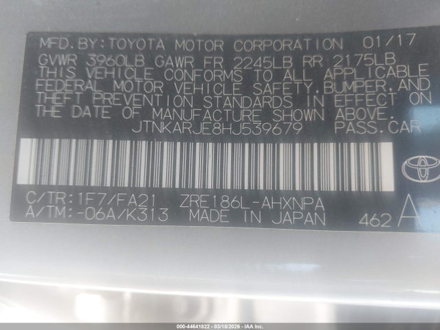 JTNKARJE8HJ539679 Toyota COROLLA IM