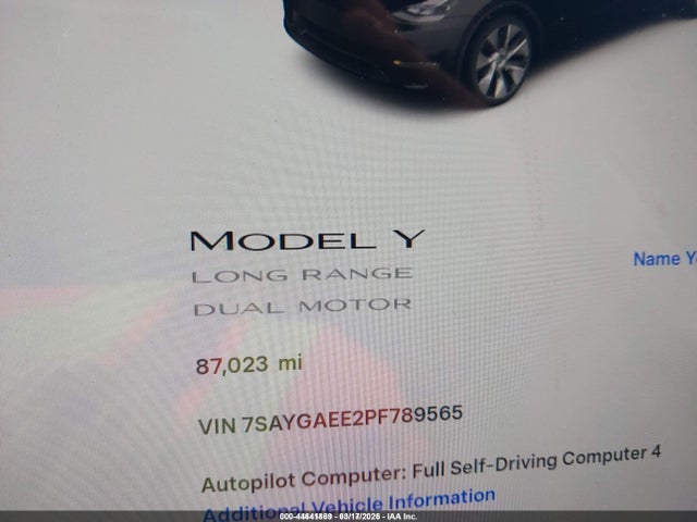 Aukcja sprzedaży 2023 Tesla Model Y Awd/long Range Dual Motor All-wheel Drive, vin: 7SAYGAEE2PF789565, numer aukcji: 44641869