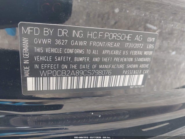 2012 PORSCHE BOXSTER WP0CB2A89CS798076 Photo 8