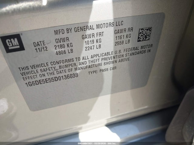 Продажа на аукционе авто 2013 Cadillac Cts Luxury, vin: 1G6DE5E55D0136038, номер лота: 44641931
