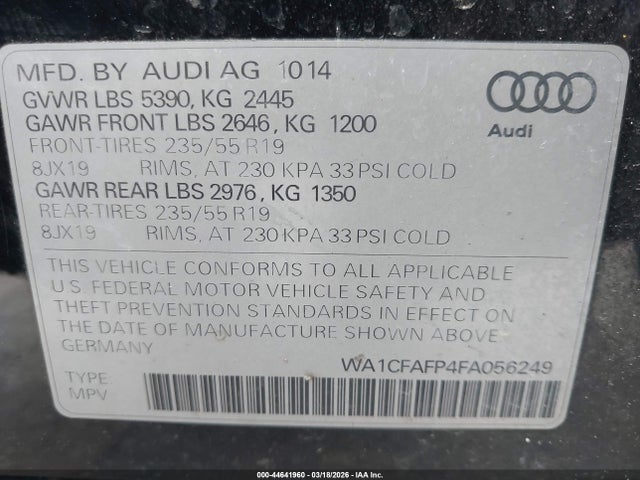2015 AUDI Q5 WA1CFAFP4FA056249 Photo 8