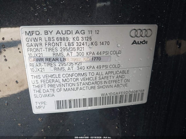 2013 AUDI Q7 WA1DGAFE9DD008788 Photo 8