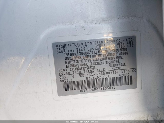 3N1AB7AP8JY205031 Nissan SENTRA SV