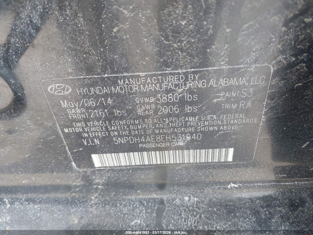 5NPDH4AE8EH531940 Hyundai ELANTRA SE