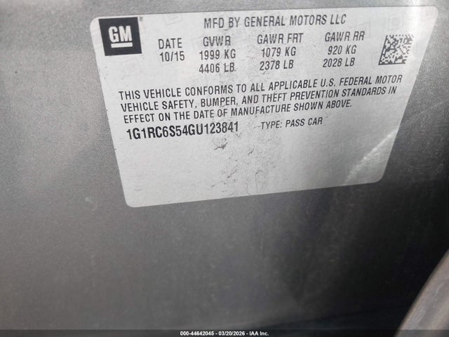 1G1RC6S54GU123841 Chevrolet VOLT LT