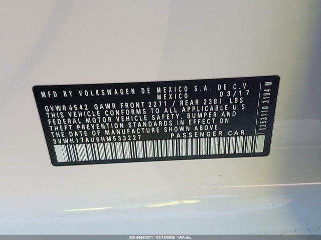 3VWH17AU6HM533227 Volkswagen GOLF ALLTRACK