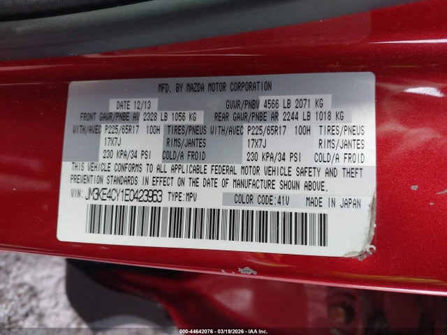 Aukcja sprzedaży 2014 Mazda Cx-5 Touring, vin: JM3KE4CY1E0423963, numer aukcji: 44642076