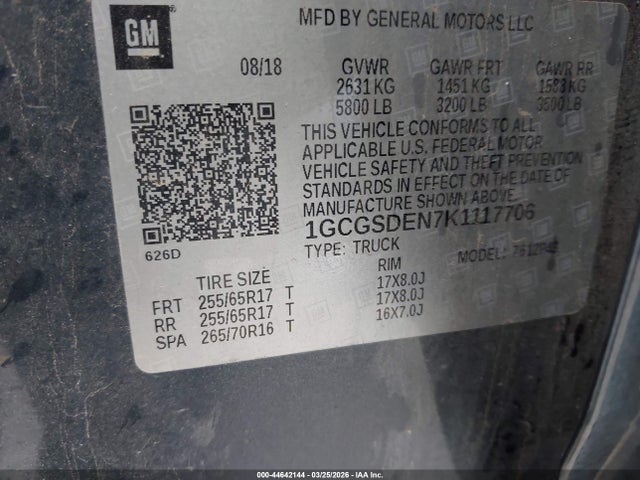 1GCGSDEN7K1117706 Chevrolet Colorado Z71