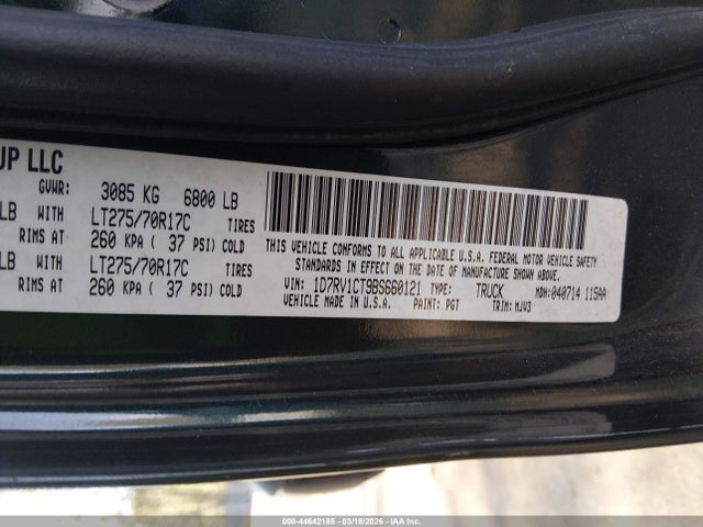 Aukcja sprzedaży 2011 Ram Ram 1500 Slt, vin: 1D7RV1CT9BS660121, numer aukcji: 44642185