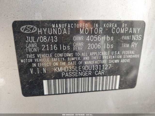 2013 Hyundai Elantra Gt მანქანა იყიდება აუქციონზე, vin: KMHD35LE9DU131127, აუქციონის ნომერი: 44642240