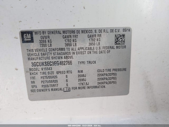 Chevrolet Silverado 1500 1lz 2014 3GCUKSEC3EG482766 Image 9
