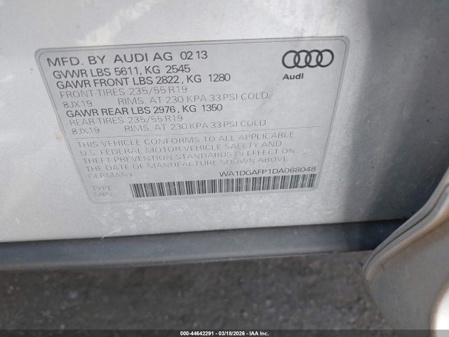 Продажа на аукционе авто 2013 Audi Q5 3.0t Premium Plus, vin: WA1DGAFP1DA068048, номер лота: 44642291