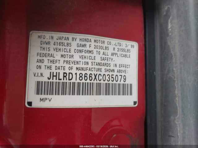 1999 HONDA CR-V JHLRD1866XC035079 Photo 8
