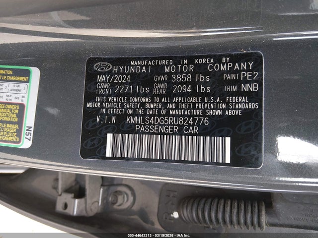 Aukcja sprzedaży 2024 Hyundai Elantra Sel, vin: KMHLS4DG5RU824776, numer aukcji: 44642313