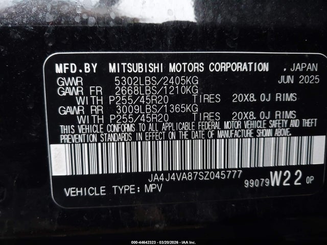 2025 MITSUBISHI OUTLANDER JA4J4VA87SZ045777 Photo 8