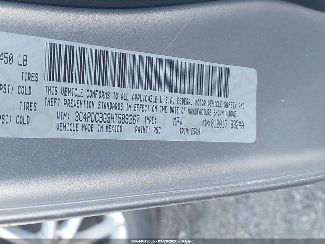 Продаж на аукціоні авто 2017 Dodge Journey Sxt, vin: 3C4PDCBG9HT589367, номер лоту: 44642335