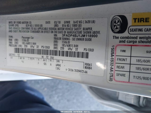 2018 FORD FIESTA 3FADP4BJ1JM118900 Photo 8