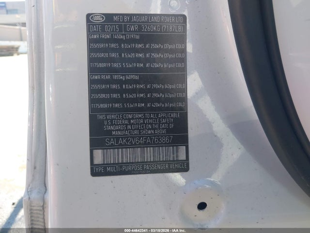 Land Rover LR4 2015 SALAK2V64FA763867 Image 9