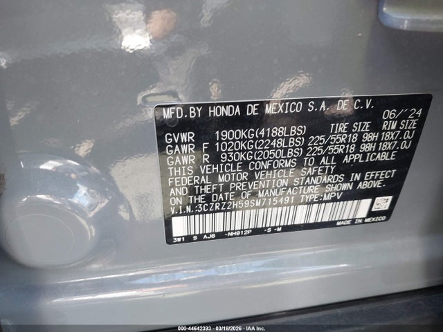 3CZRZ2H59SM715491 Honda Hr-v Awd Sport
