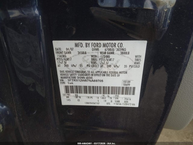 2007 FORD F-150 1FTRX12W87NA69705 Photo 8