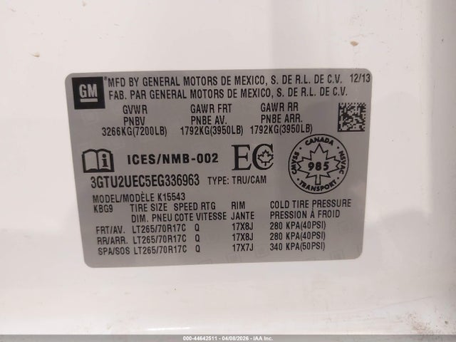 3GTU2UEC5EG336963 GMC Sierra 1500 Sle