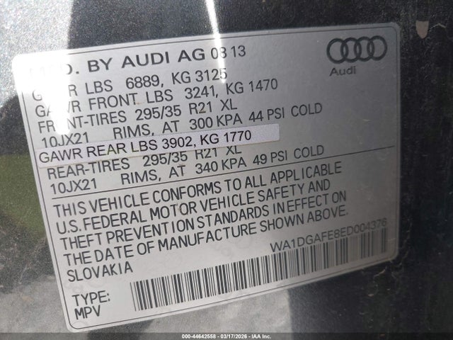 Продажа на аукционе авто 2014 Audi Q7 3.0t S Line Prestige, vin: WA1DGAFE8ED004376, номер лота: 44642558