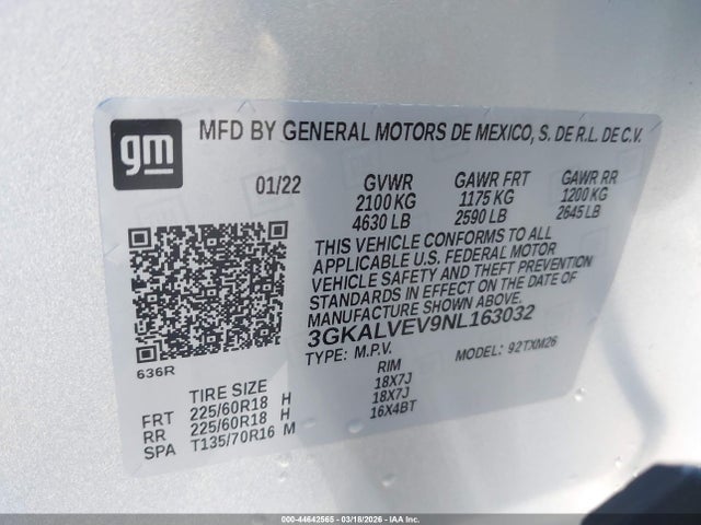 3GKALVEV9NL163032 GMC Terrain Awd Slt