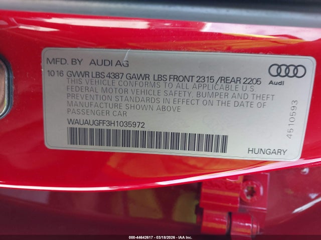 2017 AUDI A3 WAUAUGFF3H1035972 Photo 8