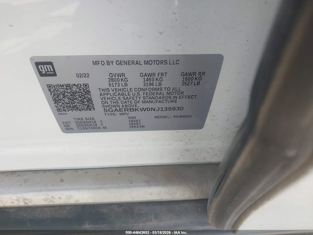 Aukcja sprzedaży 2022 Buick Enclave Fwd Essence, vin: 5GAERBKW0NJ135930, numer aukcji: 44642653