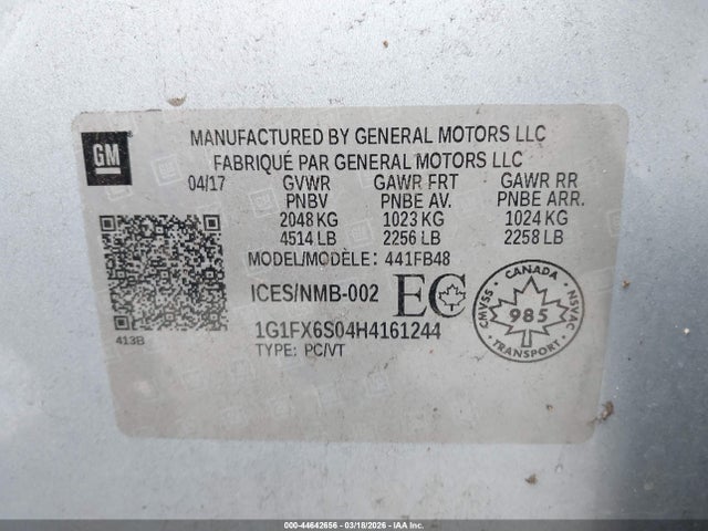 2017 CHEVROLET BOLT EV 1G1FX6S04H4161244 Photo 8