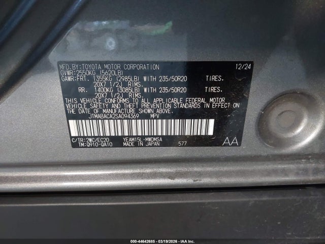 Toyota Bz4x Nightshade 2025 JTMABACA2SA094369 Image 9