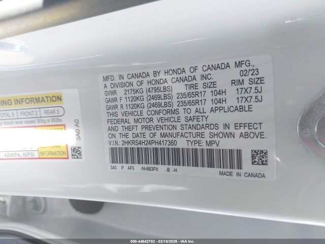 Honda Cr-v Lx Awd 2023 2HKRS4H24PH417360 Image 9