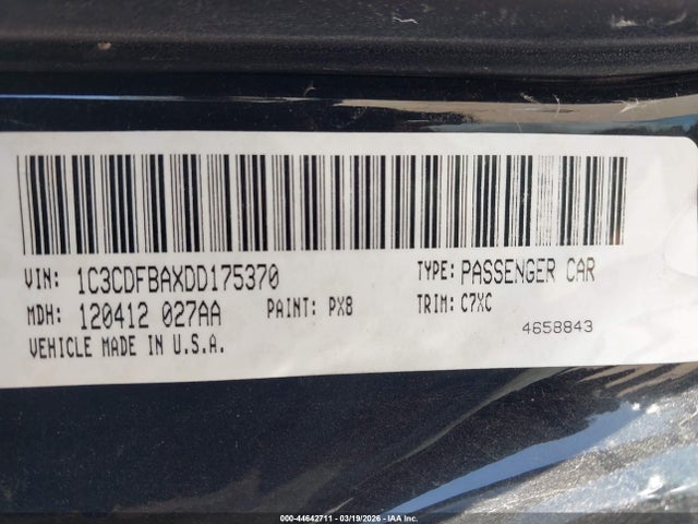 Aukcja sprzedaży 2013 Dodge Dart Rallye, vin: 1C3CDFBAXDD175370, numer aukcji: 44642711