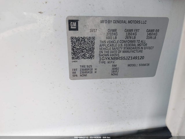 Продажа на аукционе авто 2018 Cadillac Xt5 Standard, vin: 1GYKNBRS5JZ149120, номер лота: 44642712