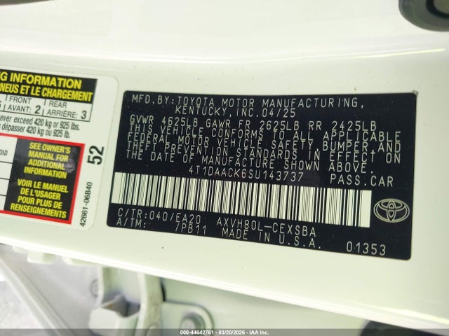4T1DAACK6SU143737 Toyota CAMRY SE