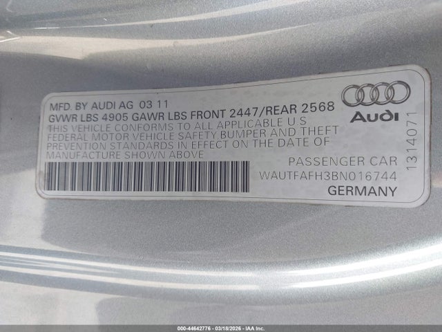 2011 AUDI A5 WAUTFAFH3BN016744 Photo 8