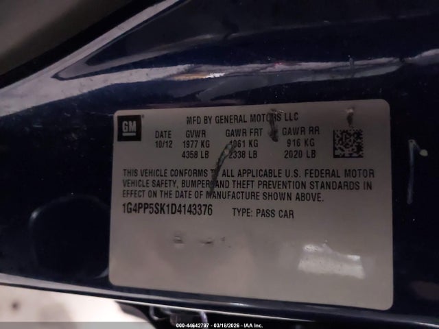 Aukcja sprzedaży 2013 Buick Verano, vin: 1G4PP5SK1D4143376, numer aukcji: 44642797