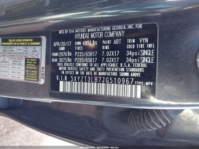 5XYZT3LB7JG510967 Hyundai Santa Fe Sport 2.4l
