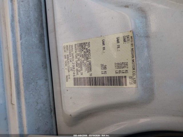 2018 Nissan Altima 2.5 Sr მანქანა იყიდება აუქციონზე, vin: 1N4AL3AP8JC298246, აუქციონის ნომერი: 44642866