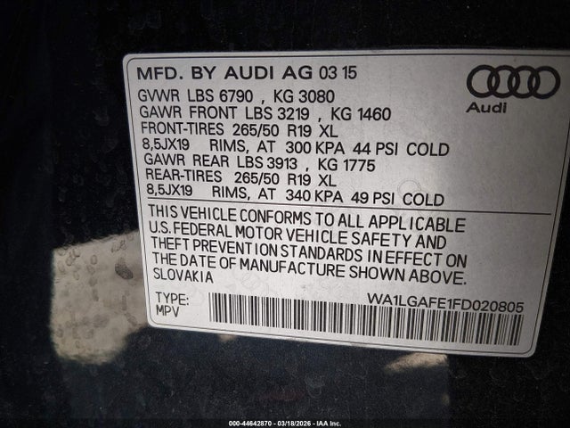 2015 AUDI Q7 WA1LGAFE1FD020805 Photo 8