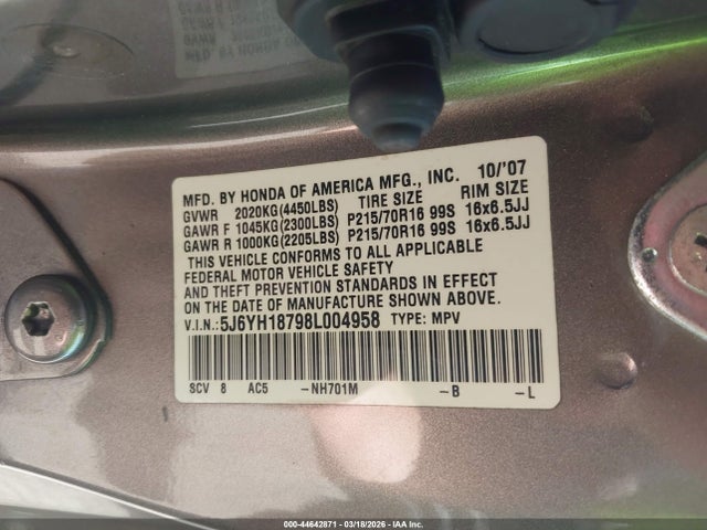 2008 HONDA ELEMENT 5J6YH18798L004958 Photo 8