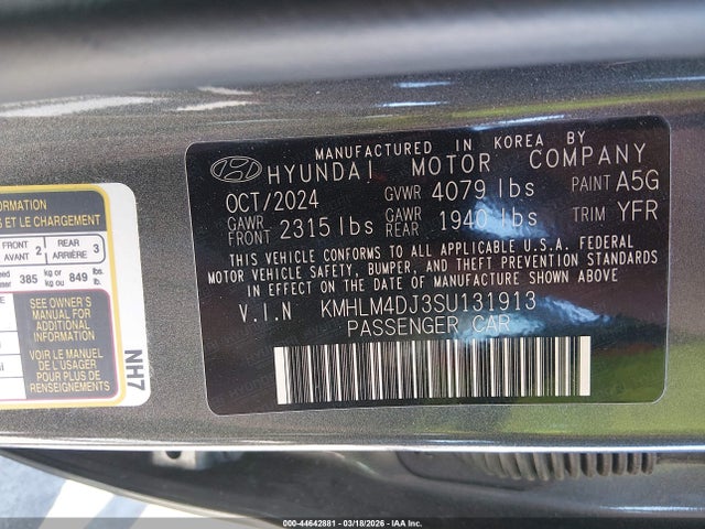 Продаж на аукціоні авто 2025 Hyundai Elantra Hybrid Blue, vin: KMHLM4DJ3SU131913, номер лоту: 44642881